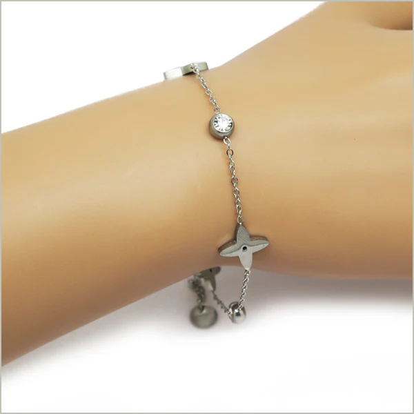 1 bracelet étoile et strass en acier inoxydable 17,5cm – Image 2